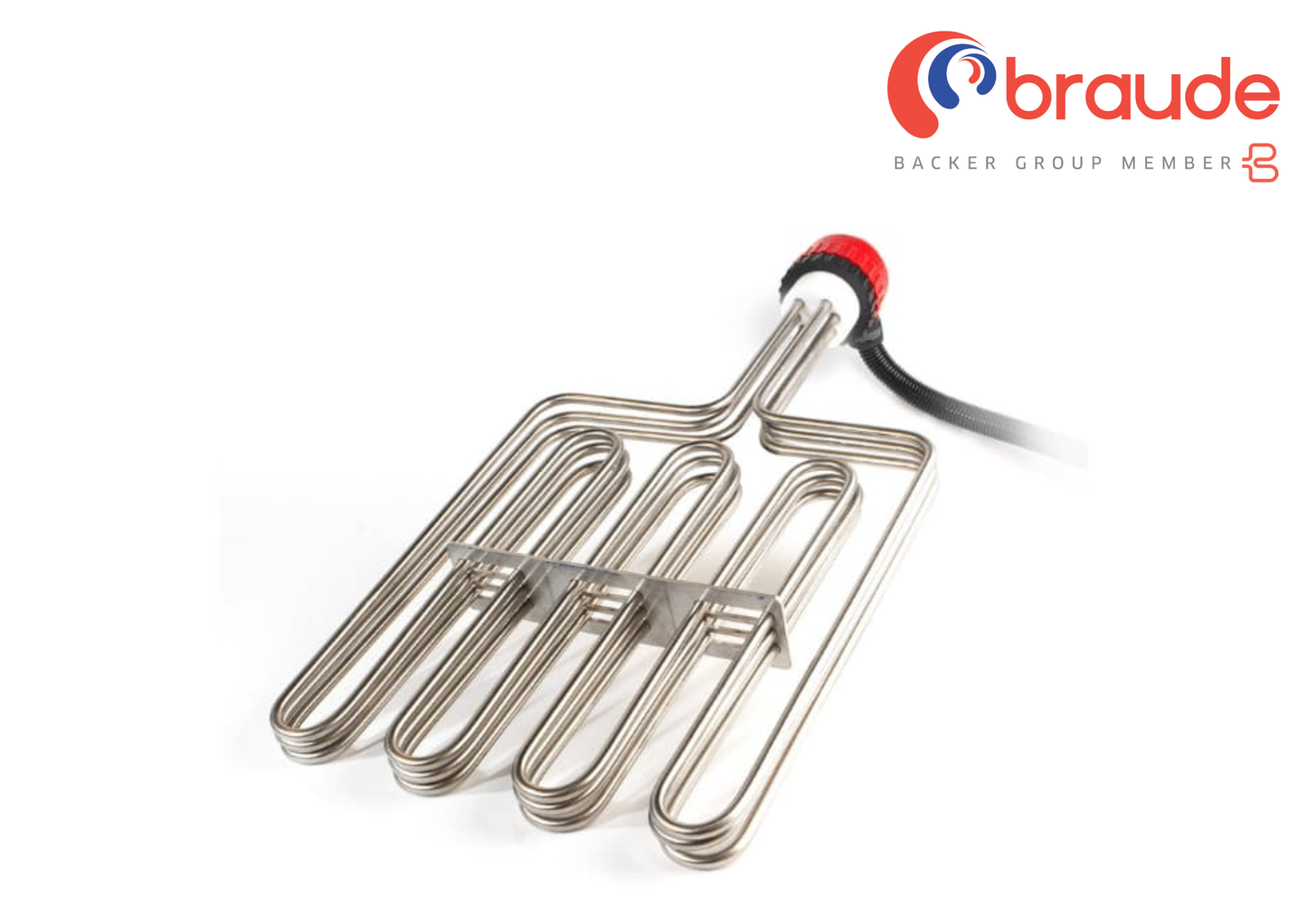 Braude polaris neptune heater. Available in a wide range of metals from stainless steel, and Inconel™ to titanium. Robust construction. 