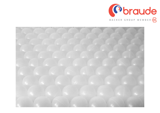 White textured 'frogspawn' with Braude logo at the top right corner